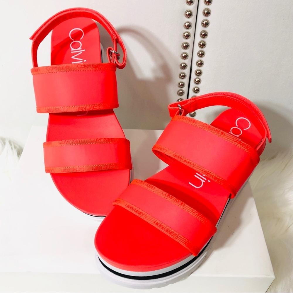 Calvin Klein Fluorescent Pink Slingback Sandal